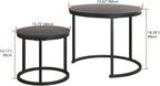 Round Nesting Coffee Table End for Living Room (Set of 2)