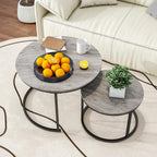 Round Nesting Coffee Table End for Living Room (Set of 2)