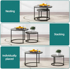 Round Nesting Coffee Table End for Living Room (Set of 2)