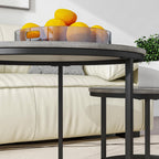 Round Nesting Coffee Table End for Living Room (Set of 2)