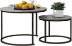 Round Nesting Coffee Table End for Living Room (Set of 2)