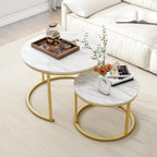 Round Nesting Coffee Table End for Living Room (Set of 2)