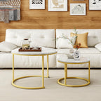 Round Nesting Coffee Table End for Living Room (Set of 2)