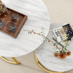 Round Nesting Coffee Table End for Living Room (Set of 2)