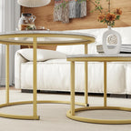 Round Nesting Coffee Table End for Living Room (Set of 2)