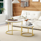 Round Nesting Coffee Table End for Living Room (Set of 2)
