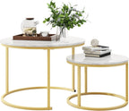 Round Nesting Coffee Table End for Living Room (Set of 2)