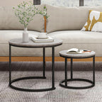 Round Nesting Coffee Table End for Living Room (Set of 2)