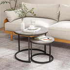 Round Nesting Coffee Table End for Living Room (Set of 2)