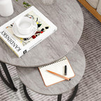 Round Nesting Coffee Table End for Living Room (Set of 2)