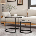 Round Nesting Coffee Table End for Living Room (Set of 2)