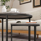 Round Nesting Coffee Table End for Living Room (Set of 2)