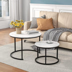 Round Nesting Coffee Table End for Living Room (Set of 2)
