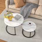 Round Nesting Coffee Table End for Living Room (Set of 2)