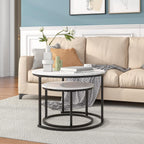 Round Nesting Coffee Table End for Living Room (Set of 2)