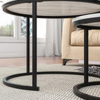 Round Nesting Coffee Table End for Living Room (Set of 2)