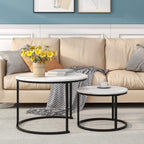 Round Nesting Coffee Table End for Living Room (Set of 2)