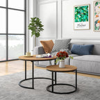 Round Nesting Coffee Table End for Living Room (Set of 2)