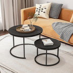 Round Nesting Coffee Table End for Living Room (Set of 2)