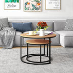 Round Nesting Coffee Table End for Living Room (Set of 2)