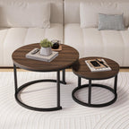 Round Nesting Coffee Table End for Living Room (Set of 2)