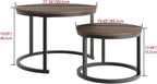 Round Nesting Coffee Table End for Living Room (Set of 2)