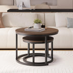 Round Nesting Coffee Table End for Living Room (Set of 2)