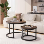 Round Nesting Coffee Table End for Living Room (Set of 2)