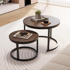 Round Nesting Coffee Table End for Living Room (Set of 2)