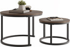 Round Nesting Coffee Table End for Living Room (Set of 2)