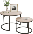Round Nesting Coffee Table End for Living Room (Set of 2)