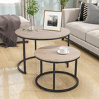 Round Nesting Coffee Table End for Living Room (Set of 2)