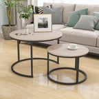 Round Nesting Coffee Table End for Living Room (Set of 2)