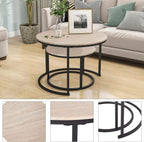 Round Nesting Coffee Table End for Living Room (Set of 2)