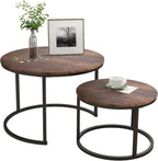 Round Nesting Coffee Table End for Living Room (Set of 2)
