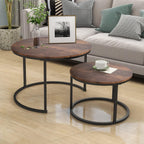 Round Nesting Coffee Table End for Living Room (Set of 2)