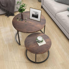 Round Nesting Coffee Table End for Living Room (Set of 2)