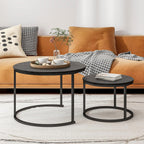 Round Nesting Coffee Table End for Living Room (Set of 2)