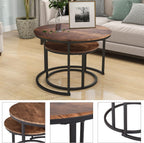 Round Nesting Coffee Table End for Living Room (Set of 2)