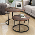 Round Nesting Coffee Table End for Living Room (Set of 2)