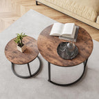 Round Nesting Coffee Table End for Living Room (Set of 2)