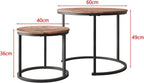 Round Nesting Coffee Table End for Living Room (Set of 2)
