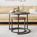 Round Nesting Coffee Table End for Living Room (Set of 2)