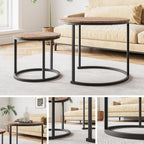Round Nesting Coffee Table End for Living Room (Set of 2)