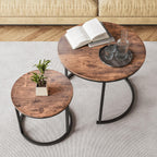 Round Nesting Coffee Table End for Living Room (Set of 2)