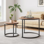 Round Nesting Coffee Table End for Living Room (Set of 2)