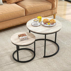 Round Nesting Coffee Table End for Living Room (Set of 2)