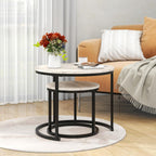 Round Nesting Coffee Table End for Living Room (Set of 2)