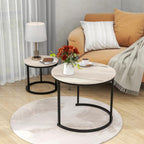 Round Nesting Coffee Table End for Living Room (Set of 2)