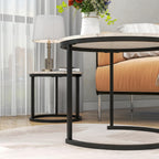Round Nesting Coffee Table End for Living Room (Set of 2)